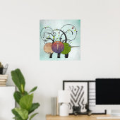 Abstracte vogels en bomen Art Print Poster (Thuiskantoor)