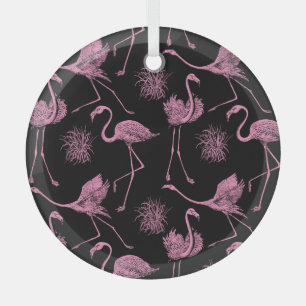 Abstracte Vogels: Monochroom Mode Patroon Glas Ornament