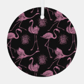 Abstracte Vogels: Monochroom Mode Patroon Glas Ornament (Achterkant)