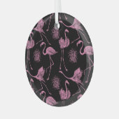Abstracte Vogels: Monochroom Mode Patroon Glas Ornament (Voorkant links)