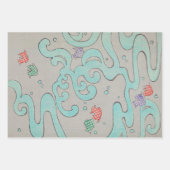 Abstracte vogels op Wave Swirls  Japans Inpakpapier Vel (Voorkant)