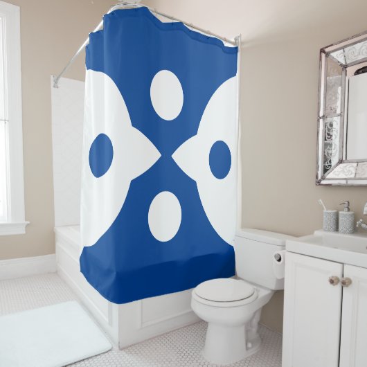 Abstracte Vogels Vet Eenvoudig Ontwerp Diep Blauw Douchegordijn (In situ)