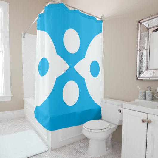 Abstracte Vogels Vet Eenvoudig Ontwerp Hemelsblauw Douchegordijn (In situ)