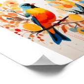 Abstracte vogelstand op een tak poster (Hoek)