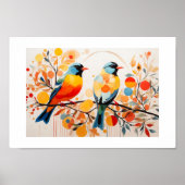 Abstracte vogelstand op een tak poster (Voorkant)