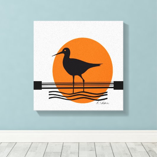 Abstracte Vogelzonsondergang Canvas Afdruk (Insitu (Houten vloer))