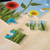 Abstracte volks kunst: Schattige zwart-witte kat Legpuzzel (Zijkant)