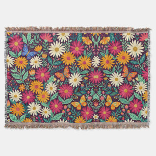 Abstracte Volkskunst Daisies Vlinders Dekens Deken