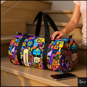 Abstracte Volkskunst Geometrische Quilt Mozaïek Plunjezak