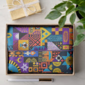 Abstracte Volkskunst Geometrische Quilt Mozaïek Tissuepapier (Geschenk)
