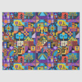 Abstracte Volkskunst Geometrische Quilt Mozaïek Tissuepapier (Voorkant)