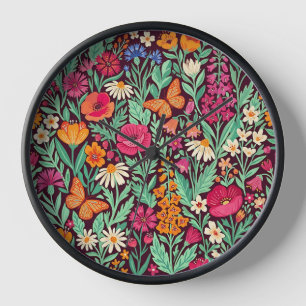 Abstracte Volkswilde Bloemen Vlinders Kunst Klokke