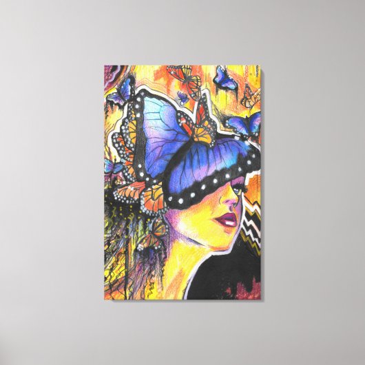 Abstracte Voman Portret Butterflies Art Canvas Afdruk (Voorkant)