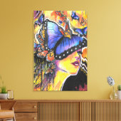 Abstracte Voman Portret Butterflies Art Canvas Afdruk (Insitu (Woonkamer))