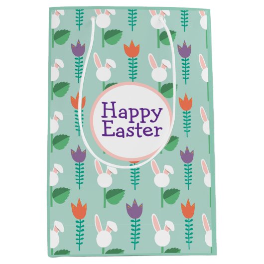 Abstracte voorjaarsbloemen medium cadeauzakje (Voorkant)