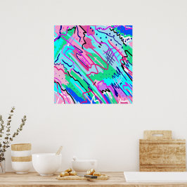 Abstracte voorjaarsliggend landschap poster