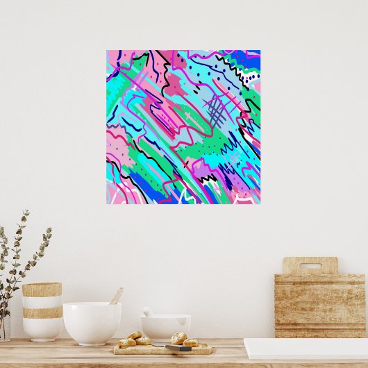 Abstracte voorjaarsliggend landschap poster (Keuken)