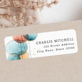 Abstracte vorm blauw roze terracotta retouradres etiket