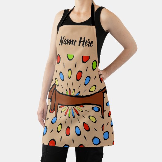 Abstracte vorm, dachshund toevoegen tekst, Schort (Insitu)