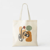 Abstracte vorm van lijnkunstgezicht tote bag (Achterkant)