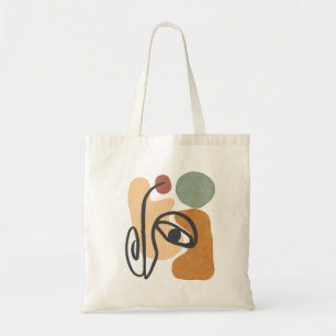 Abstracte vorm van lijnkunstgezicht tote bag