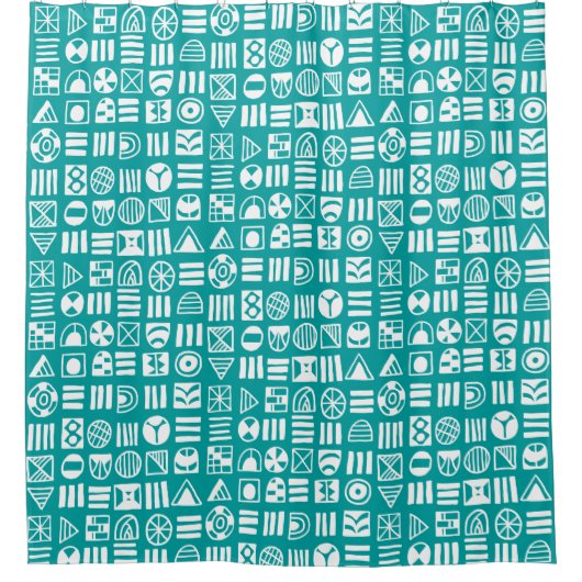 Abstracte vormen 060617 Patroon - Wit op #009e9e Douchegordijn (Voorkant)