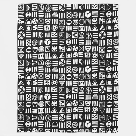 Abstracte vormen 060617 Patroon - wit op zwart Fleece Deken (Voorkant)