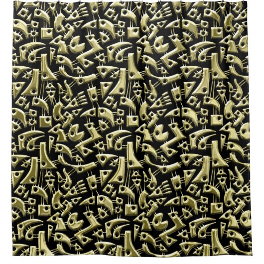 Abstracte vormen 180318 - Klein goud Douchegordijn (Voorkant)