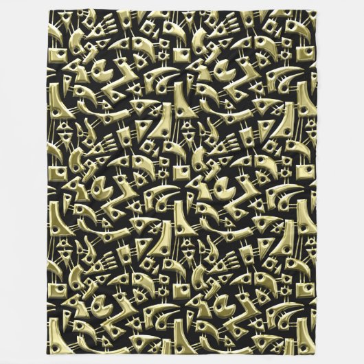 Abstracte vormen 180318 - Klein goud Fleece Deken (Voorkant)