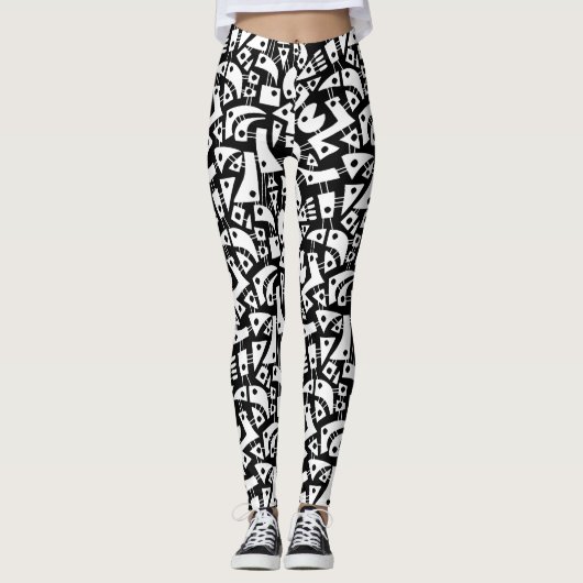 Abstracte vormen 180318 - White on Black Leggings (Voorkant)