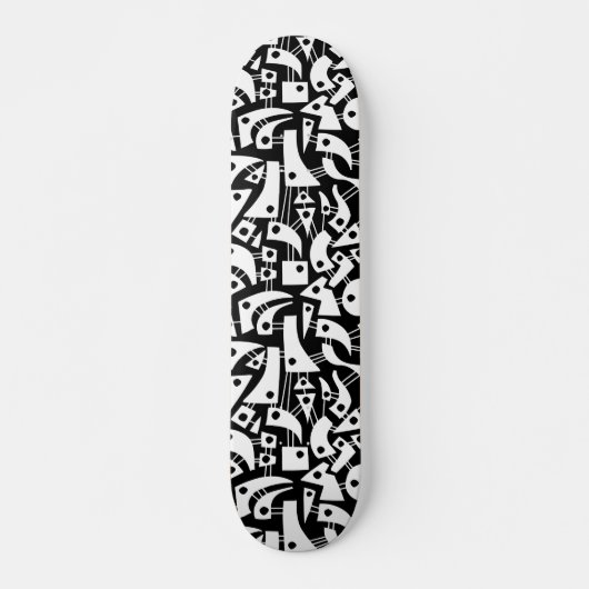 Abstracte vormen 180318 - White on Black Persoonlijk Skateboard (Voorkant)