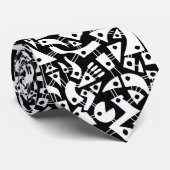 Abstracte vormen 180318 - White on Black Stropdas (Opgerold)