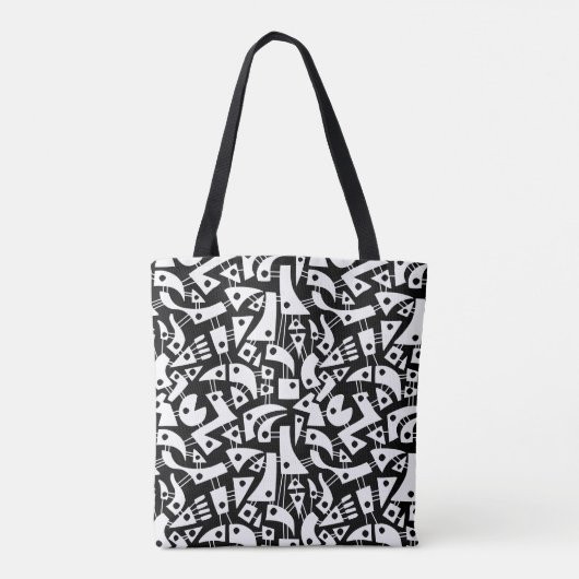 Abstracte vormen 180318 - White on Black Tote Bag (Achterkant)