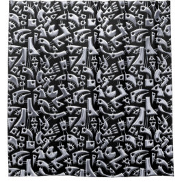 Abstracte vormen 180318 - Zittig glanzend Douchegordijn