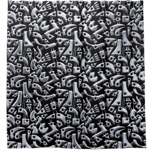 Abstracte vormen 180318 - Zittig glanzend Douchegordijn (Voorkant)