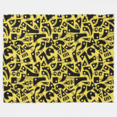 Abstracte vormen 180318 - zwart op #F5DD4B | geel Fleece Deken (Voorkant (Horizontaal))