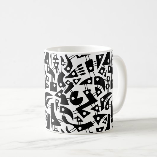Abstracte vormen 180318 - zwart op wit koffiemok (Voorkant rechts)