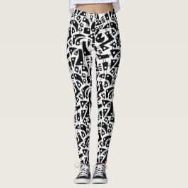 Abstracte vormen 180318 - zwart op wit leggings