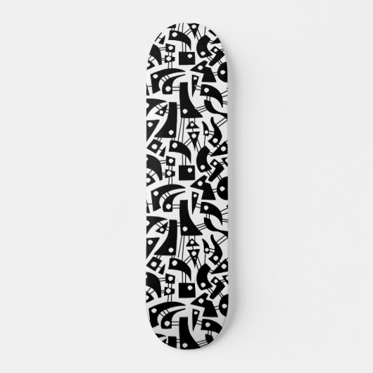Abstracte vormen 180318 - zwart op wit persoonlijk skateboard (Voorkant)