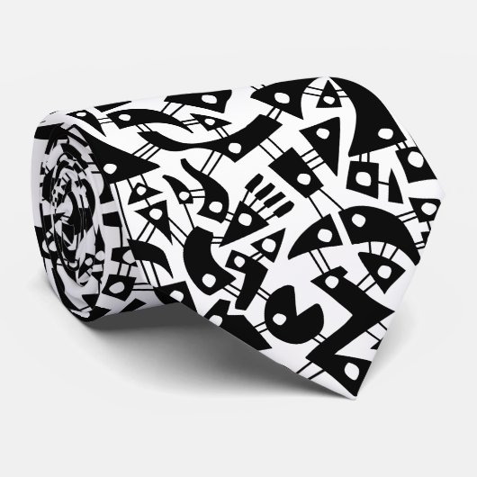 Abstracte vormen 180318 - zwart op wit stropdas (Opgerold)