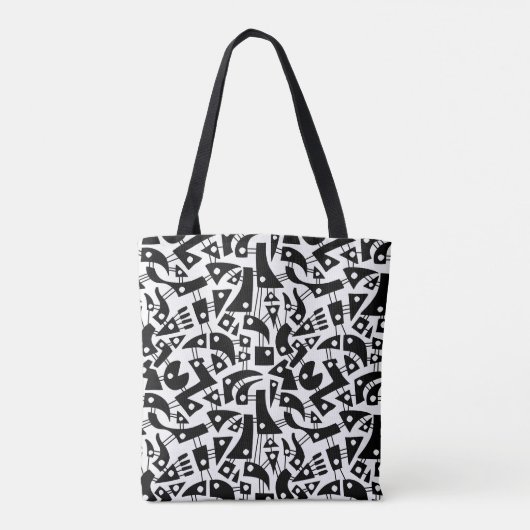 Abstracte vormen 180318 - zwart op wit tote bag (Achterkant)