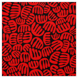 Abstracte vormen 301122 - Rood op zwart Stof