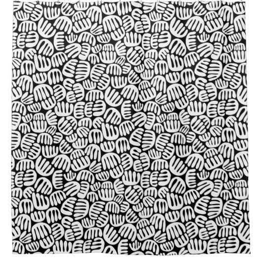 Abstracte vormen 301122 - White on Black Douchegordijn (Voorkant)
