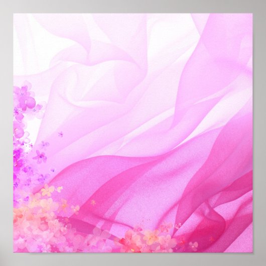 Abstracte vormen bloem roze waterverf Poster (Voorkant)