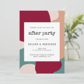 Abstracte vormen contemporary afterparty kaart (Staand voorkant)