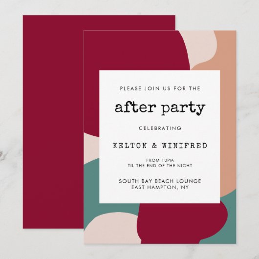 Abstracte vormen contemporary afterparty kaart (Voorkant / Achterkant)