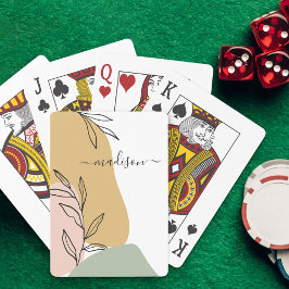 Abstracte vormen en bladeren gepersonaliseerd pokerkaarten