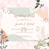 Abstracte vormen en bloemen bruiloft uitnodigen save the date