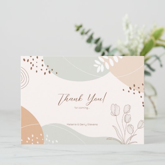 Abstracte vormen en bloemen Hartelijk dank Bedankkaart (Staand voorkant)