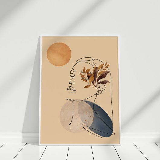 Abstracte vormen en kunstgezicht poster